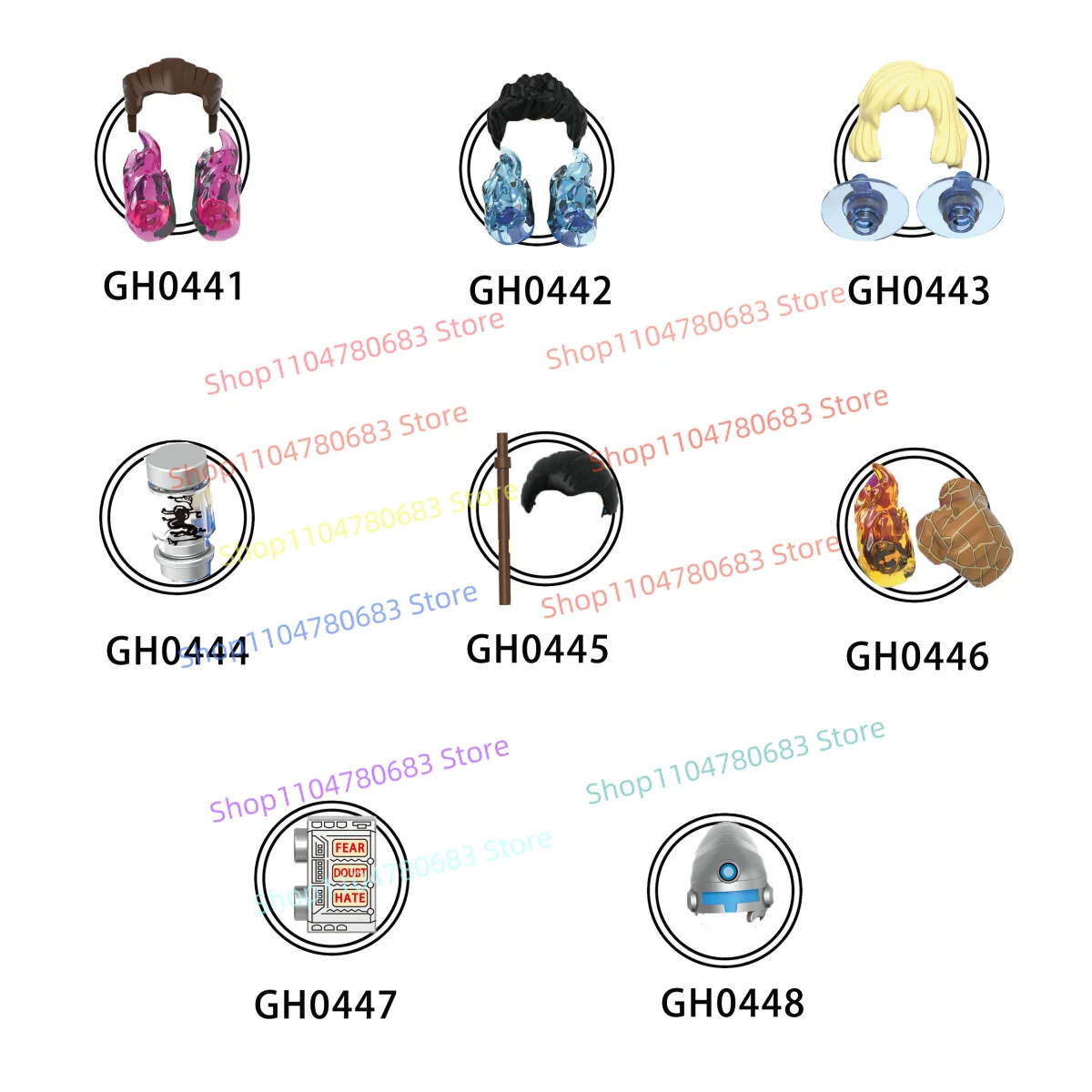 

Строительные блоки MOC G0159 GH0446 GH0447 Мини-фигурка в сборе, модель дисплея, аксессуары для аниме, ТВ, декоративная игрушка в подарок