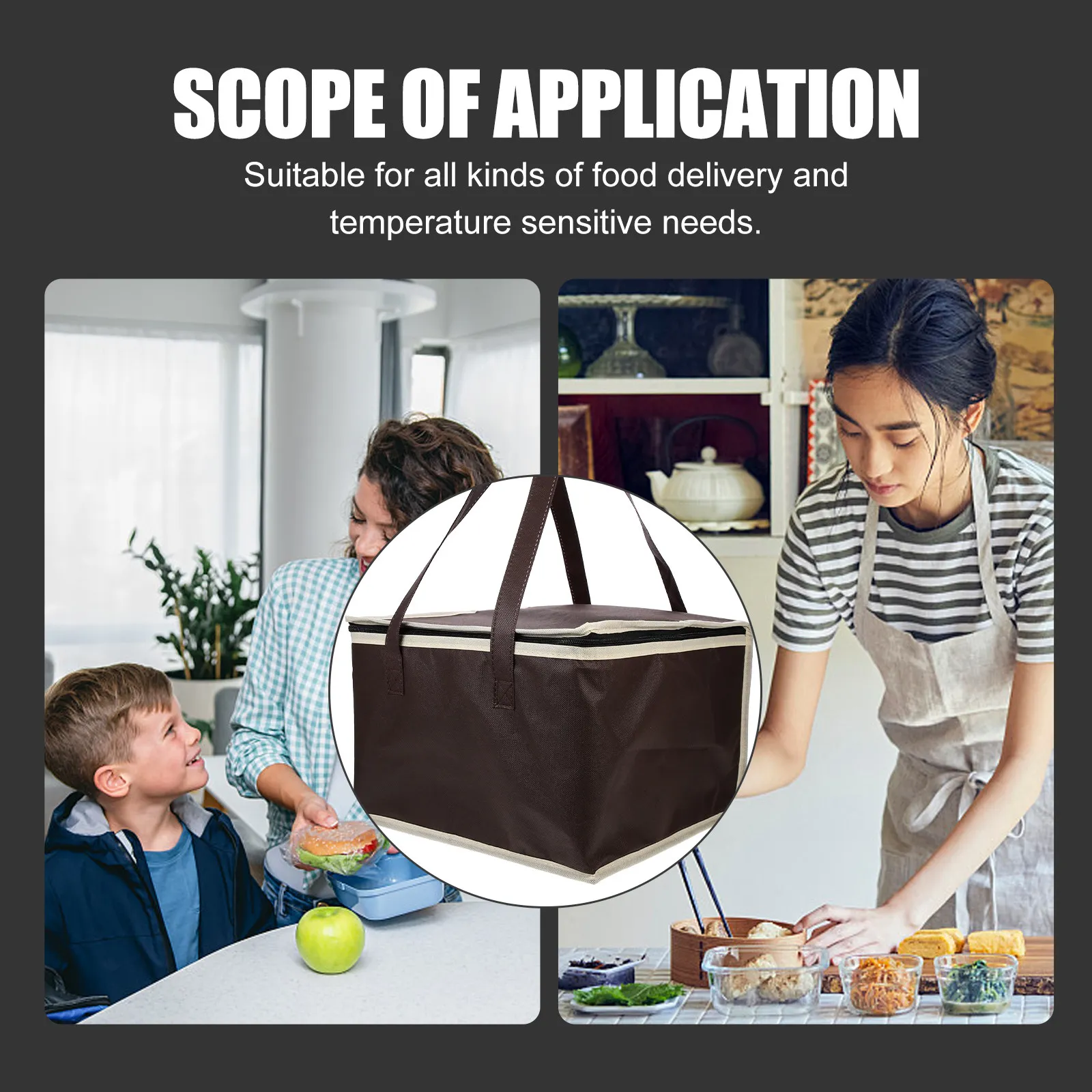 Insulated Grocery Bag Food Delivery Cooler – Large Capacity Portable Thermal Storage Bag for Picnic Lunch Box