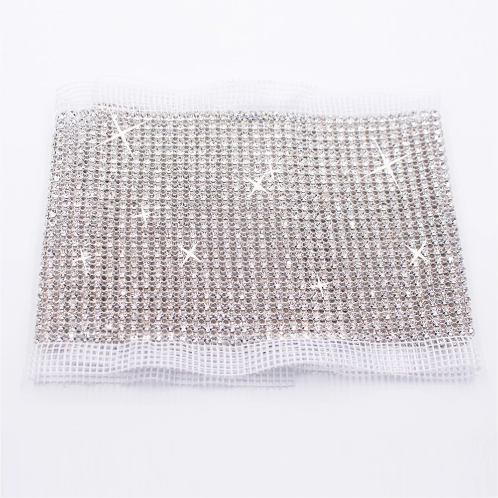 24 Rows Dense Claw Rhinestones Mesh shiny Clear Crystal Stones Beads 120cm Width Mesh Sew On Rhinestones For Clothing Decoration