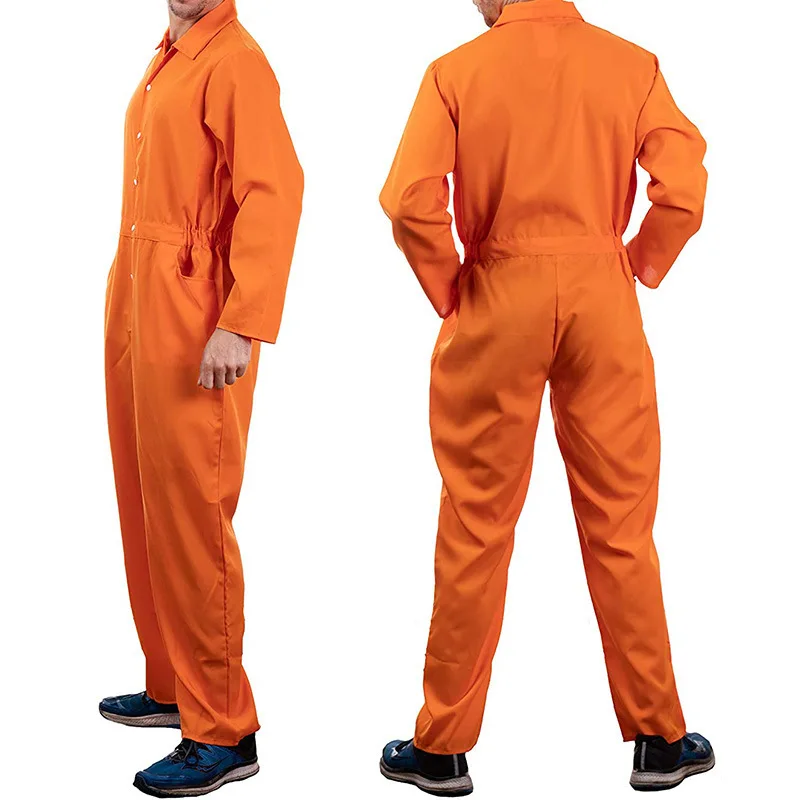 New Arrival Unisex Halloween Overall Costume Prisoner Red Orange Jumpsuit Men's serial killer Cosplay Uniform Horror Movie