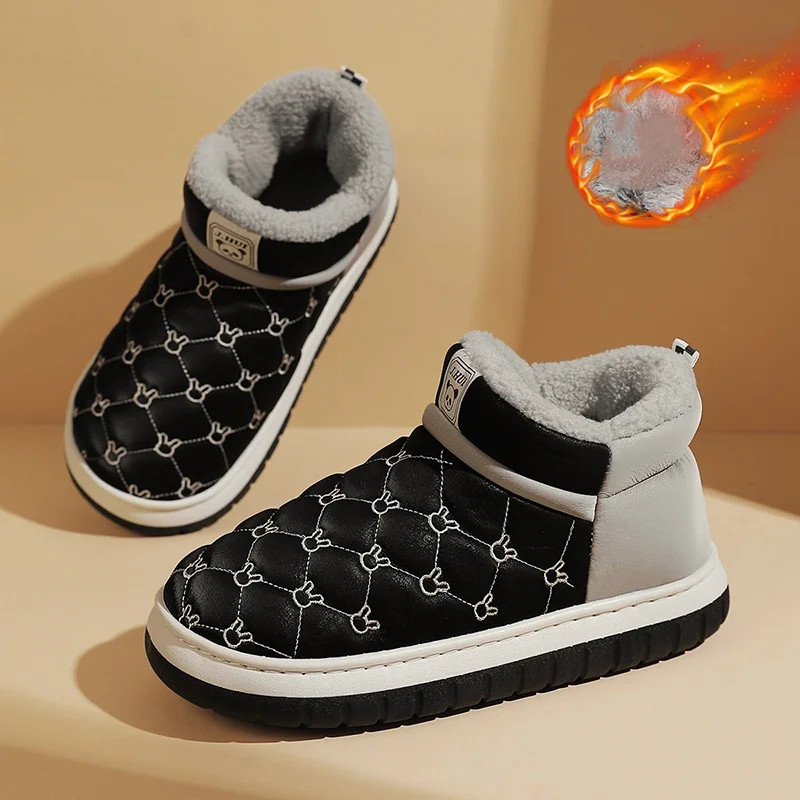 Snow Boots for Men Autumn & Winter Shoes Fleece-Lined Thickened Warm Cotton Shoes Men Non-Slip Slippers Waterproof Outdoor Shoes