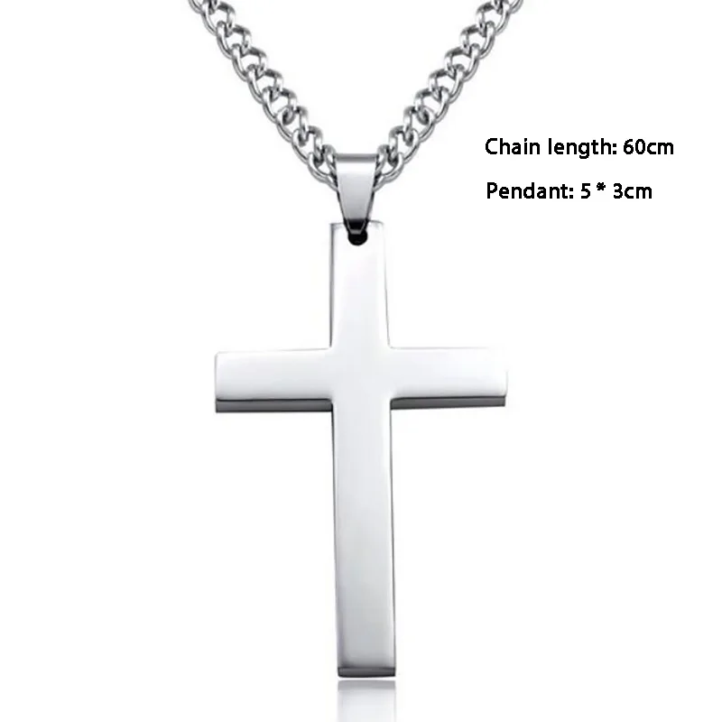 Fashion Cross Necklaces For Women Gold Silver Color Crucifix Pendant Chain Necklace Men Trendy Faith Prayer Jewelry