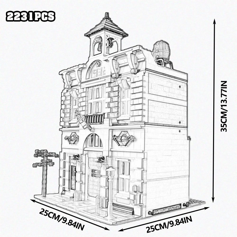 Creative Expert Bricks Bank Cafe Corner MOC Street View City Model House Pet Shop Town Hall Downtown Diner Bouwstenen Speelgoed