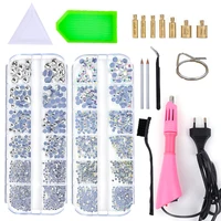 Hotfix Stone DIY Hot Fix Rhinestone Applicator Wand Setter Tool Set, Tweezers & Brush Kit & Glass Crystal Rhinestones