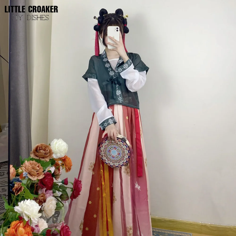 Vestido feminino de dança hanfu, original tang jiaozi, estilo feminino tang, traje tradicional chinês, Halloween