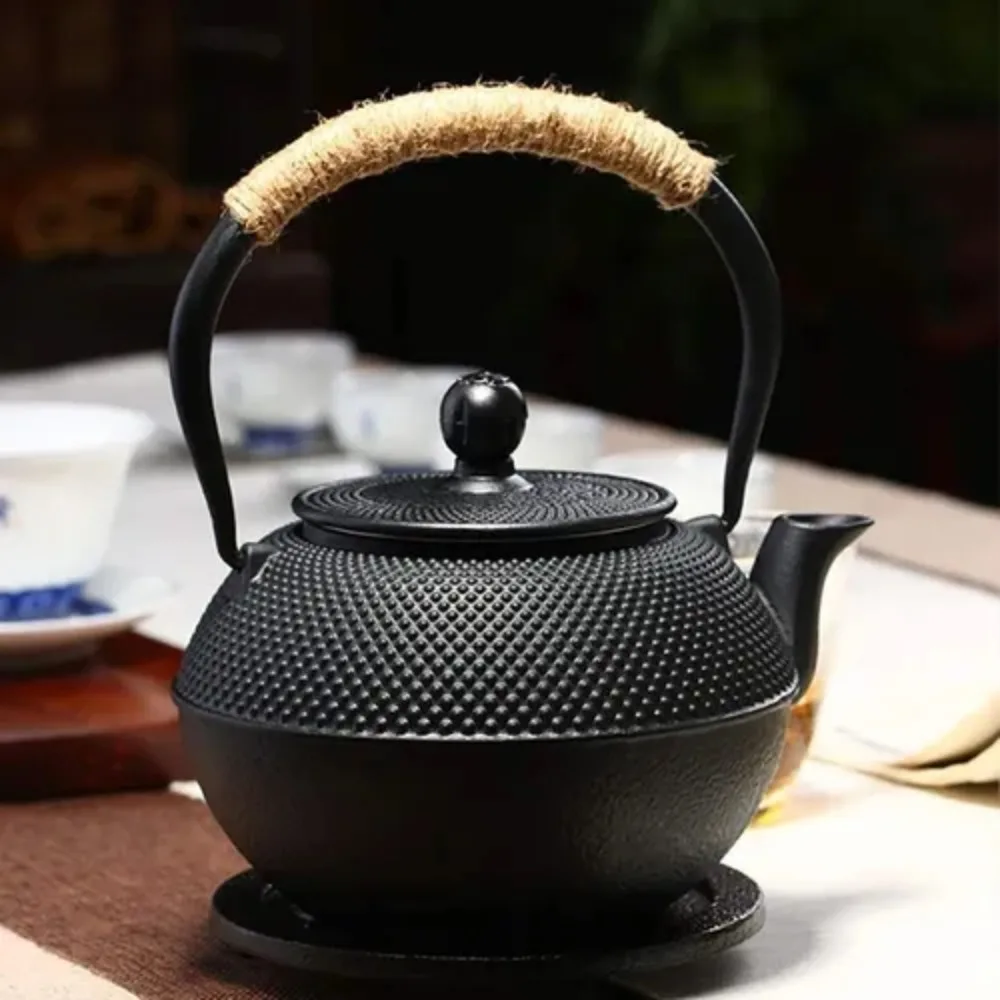 Rope Wrapping Handle Cast Iron Pot Teapot Fast Heat Conduction Chinese Japanese Antique Style Tea Kettle