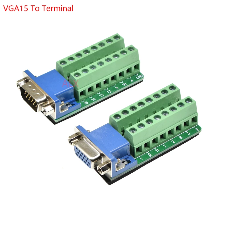 1 SZT. Złącze VGA VGA15 DB15 15-PIN 3-RZĘDOWE Męskie Żeńskie z Adapterem do Złącza Śrubowego