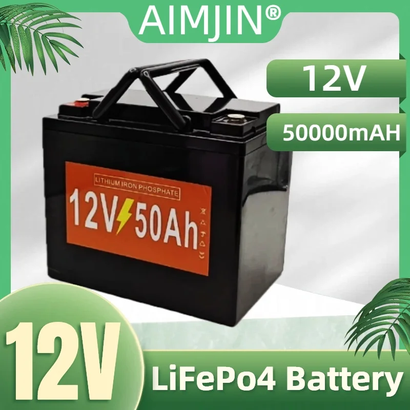 

AIMJIN 12V 50Ah LiFePo4 Battery Lithium Iron Phosphate 12.8V LiFePo4 Rechargeable Battery for Kid Scooters Boat Motor