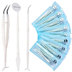 20Pack Disposable Dental Basic Instruments Kit Dental Mirror Explorer Probe Plier Oral Cleaning Hygiene Kit Dentist Tools