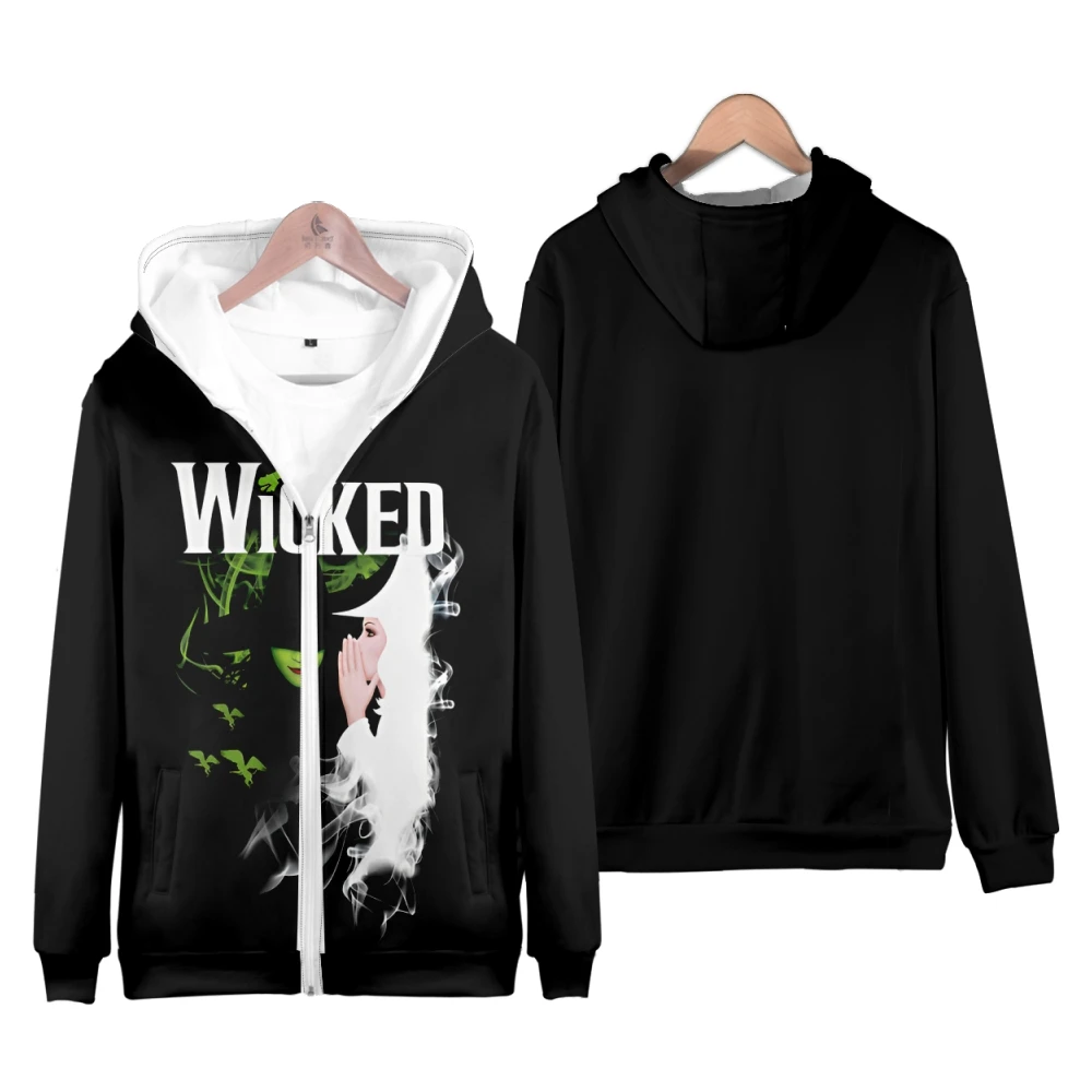 WICKED The Musical 3D Print Zip Up mujeres/hombres Sudadera con capucha Hip Hop Elphaba Cosplay niños/niñas niños chaqueta con capucha con cremallera