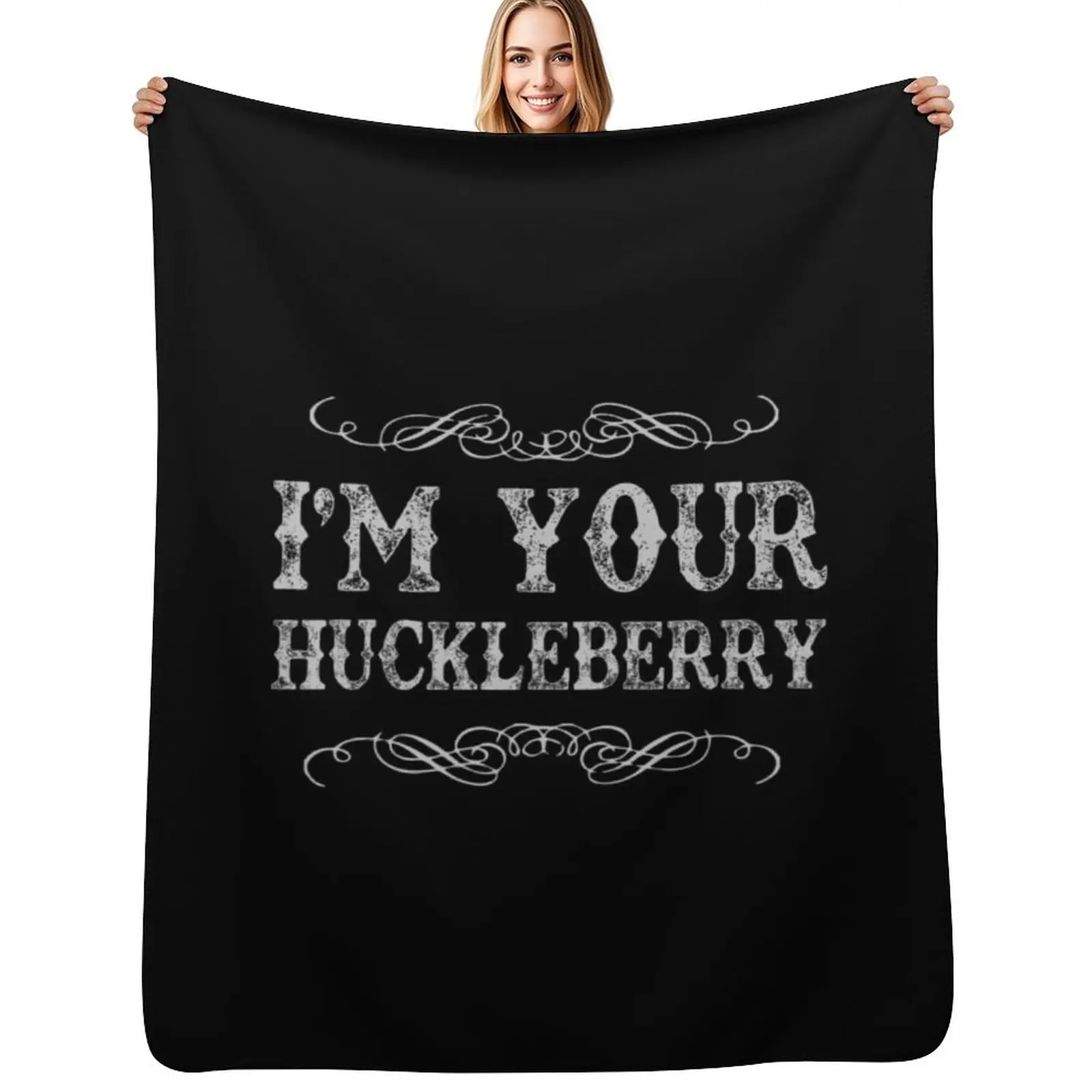 

I'm Your Huckleberry White Western Design from Tombstone Lore Throw Blanket Kid'S Plaid on the sofa Beautifuls Blankets