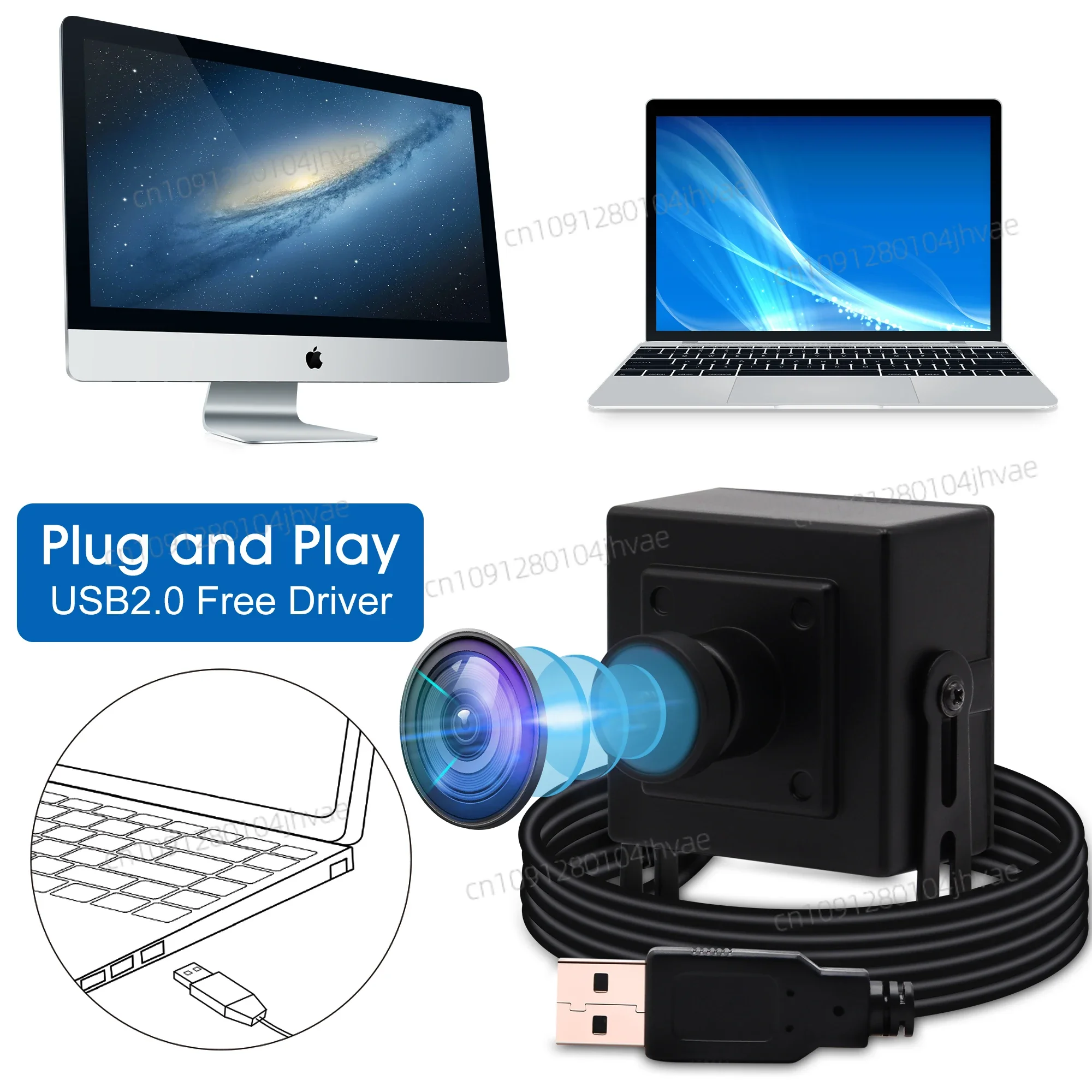NEWELP 180degree Wide Angle USB Camera 2MP 1080P High Speed Mini  USB Web Cam Video Webcam for Golf Swing Simulator