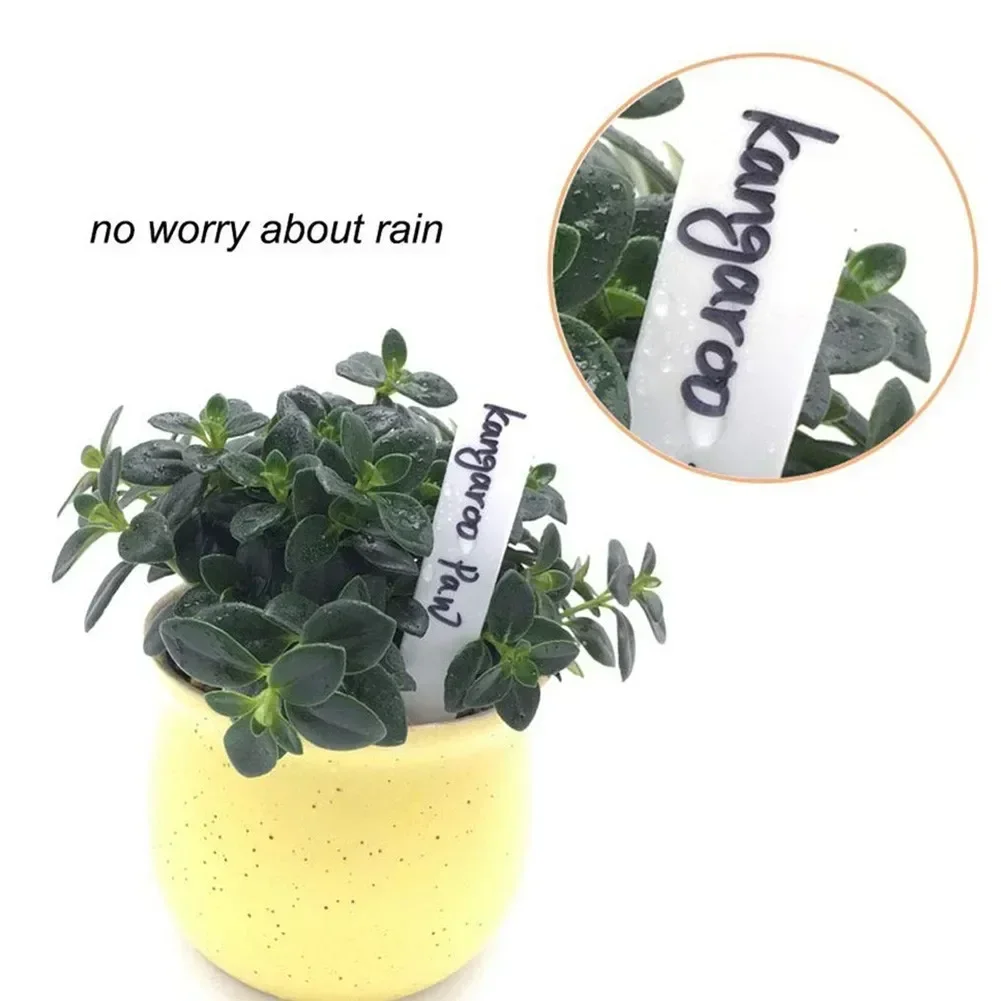 100pcs Plastic Waterproof Flower Tag Mark T-type Gardening Label Nursery Plastic Plant Label Garden Ornaments White