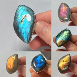 1 pz anello regolabile 7-9 per donna uomo cerchio tondo forma irregolare perlina pietra naturale blu Labradorite anello di barretta Z018