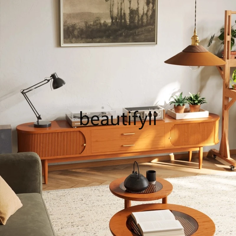 

Nordic solid wood TV cabinet Japanese retro storage locker living room cherry wood furniture