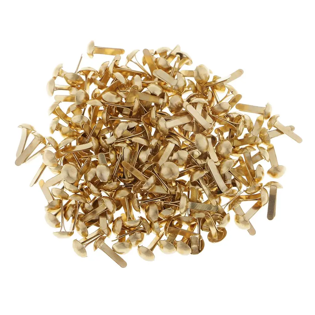 200 قطعة من مشابك الورق النحاسية المستديرة مشابك معدنية لصنع بطاقات القصاصات بنفسك