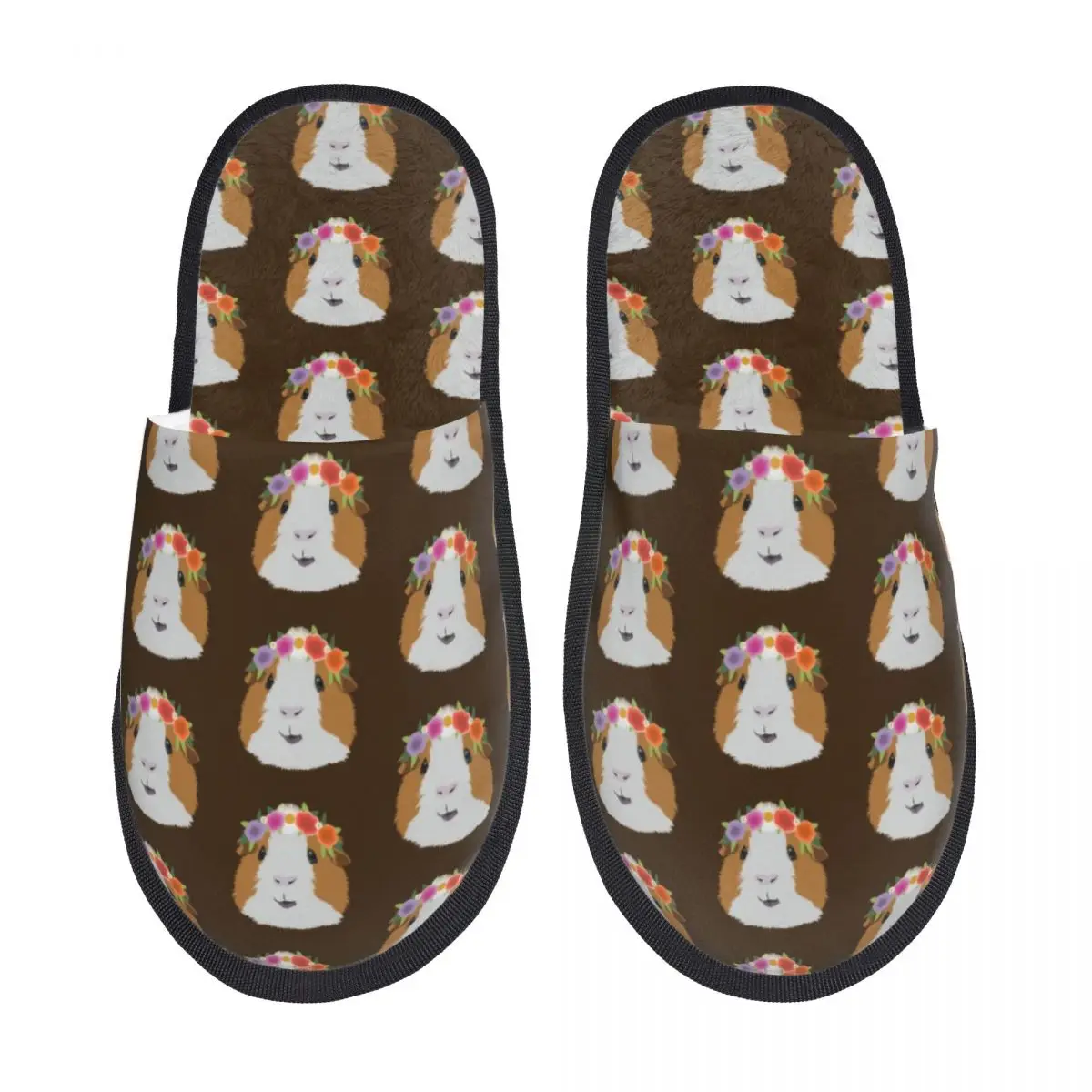 

Женские тапочки из пены с эффектом памяти с цветочной короной и морской свинкой, уютные теплые домашние милые домашние тапочки