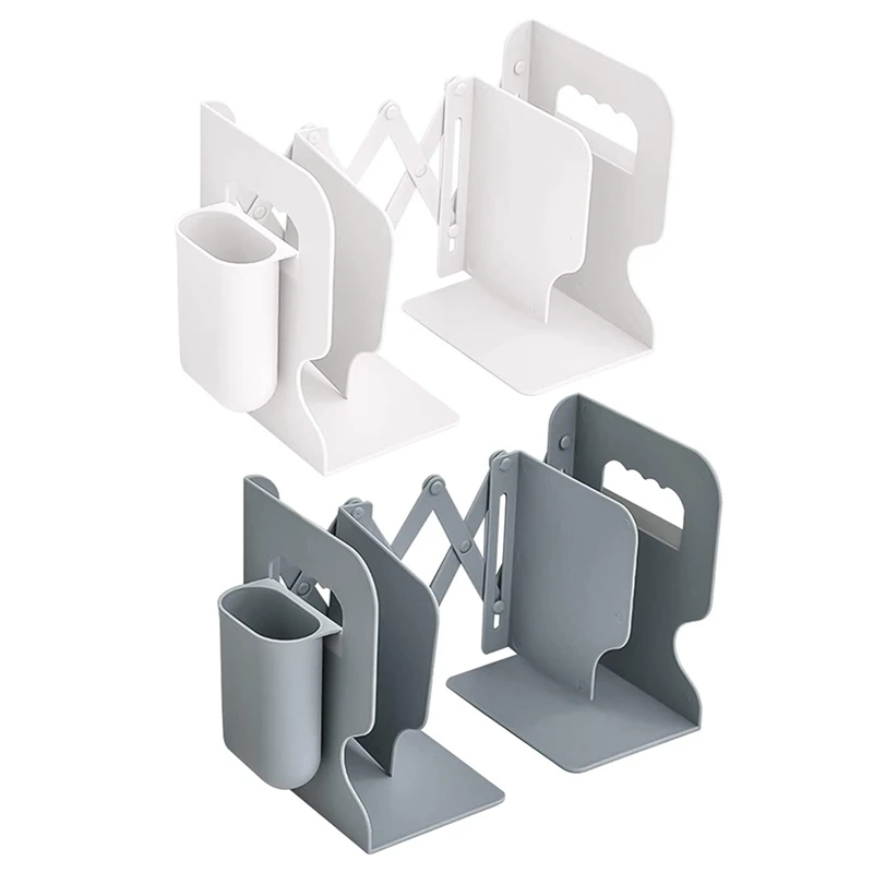 Expandable Bookend Adjustable Desktop Bookshelf With Pen Holder For Office School Home Desk