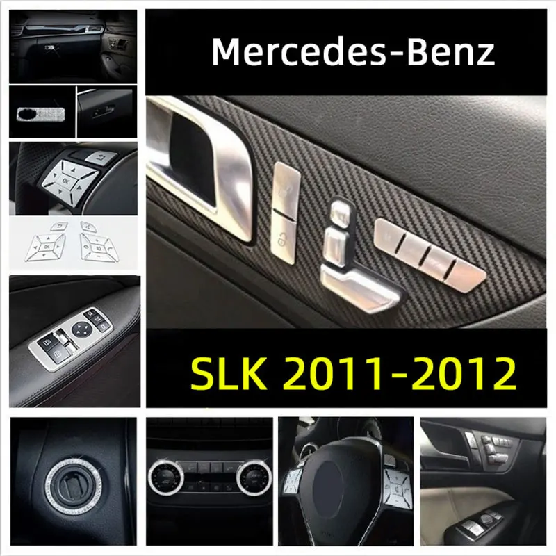 

Car Interior Decoration Trim SwitchKnob Stickers For Mercedes Benz SLK200 SLK250 350 Modified Central Control CD ON Button Cover