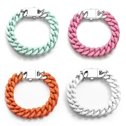2023 Fashion Popular Stainless Steel Macaron Color Hip Hop Rap Men and Women Color Bracelet Jewelry Accessories