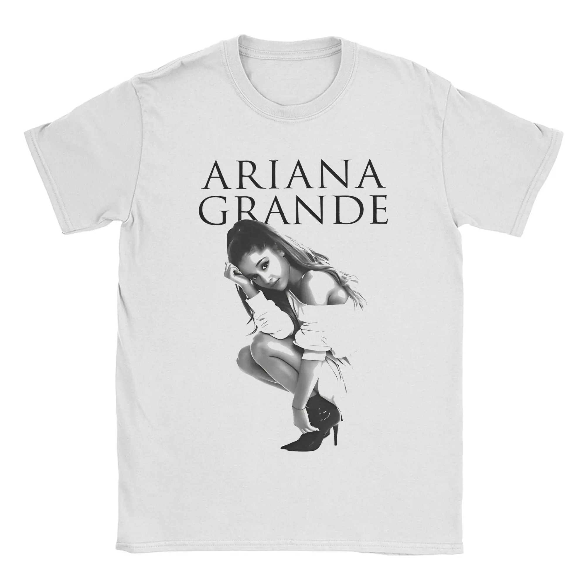 Fun Vintage Pop Music R&B T-Shirts for Men Crewneck Pure Cotton T Shirt Arianas Grandes Short Sleeve Tee Shirt New Clothing