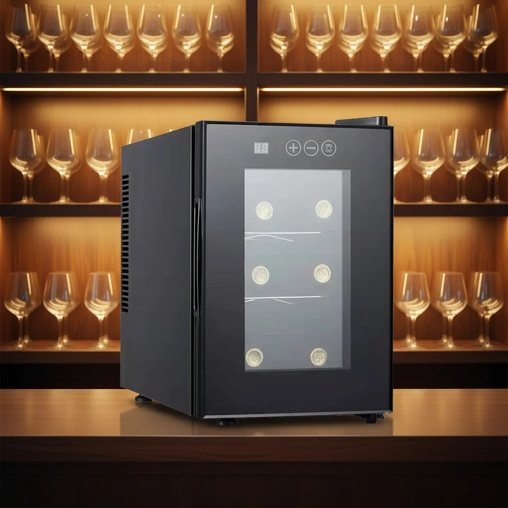 

Popular 6 Bottle Wine Refrigerator Glass Door Mini Wine Cooler Home Wine Cellar