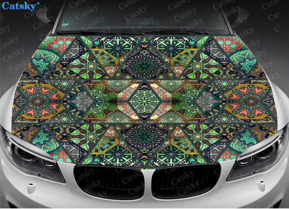

Ethnic Style Printstyle Car Floor Mats,Car hood wrap lion decal,bonnet vinyl sticker,full color graphic decal,Custom Fit Any Car