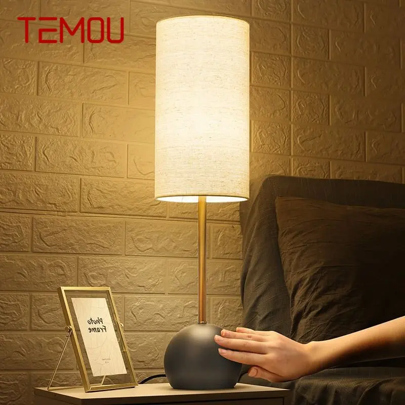 TEMOU Modern Touch Dimming Table Lamp LED Creative Simple Personality Bedside Desk Light for Home Living Room Bedroom