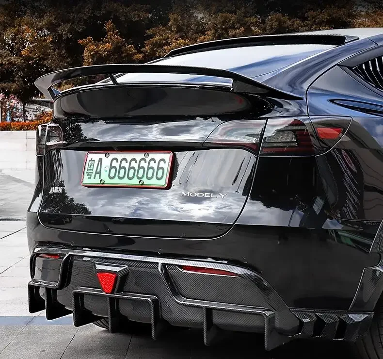 ABS Paint Black Carbon For Tesla Model Y 2020 2021 2022 2023 Wing Lip Tail Trunk Spoiler