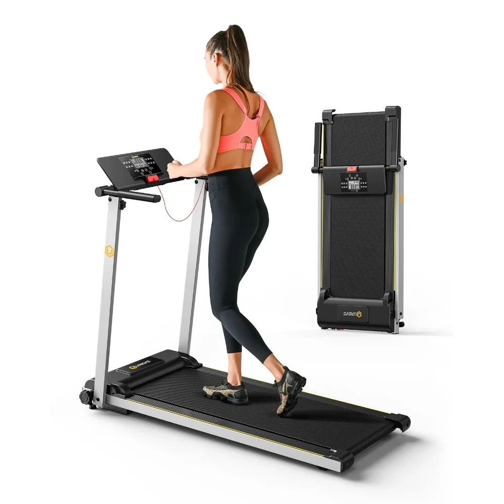 

UREVO Folding Treadmill, Compact Mini Treadmill for Home Office, Space Saving Small Treadmill with Large Running Area