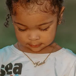 Vnox Custom Name Necklaces for Girls Boys, Stainless Steel Personalized Baby Nameplate Chokers Collar Gift Jewelry