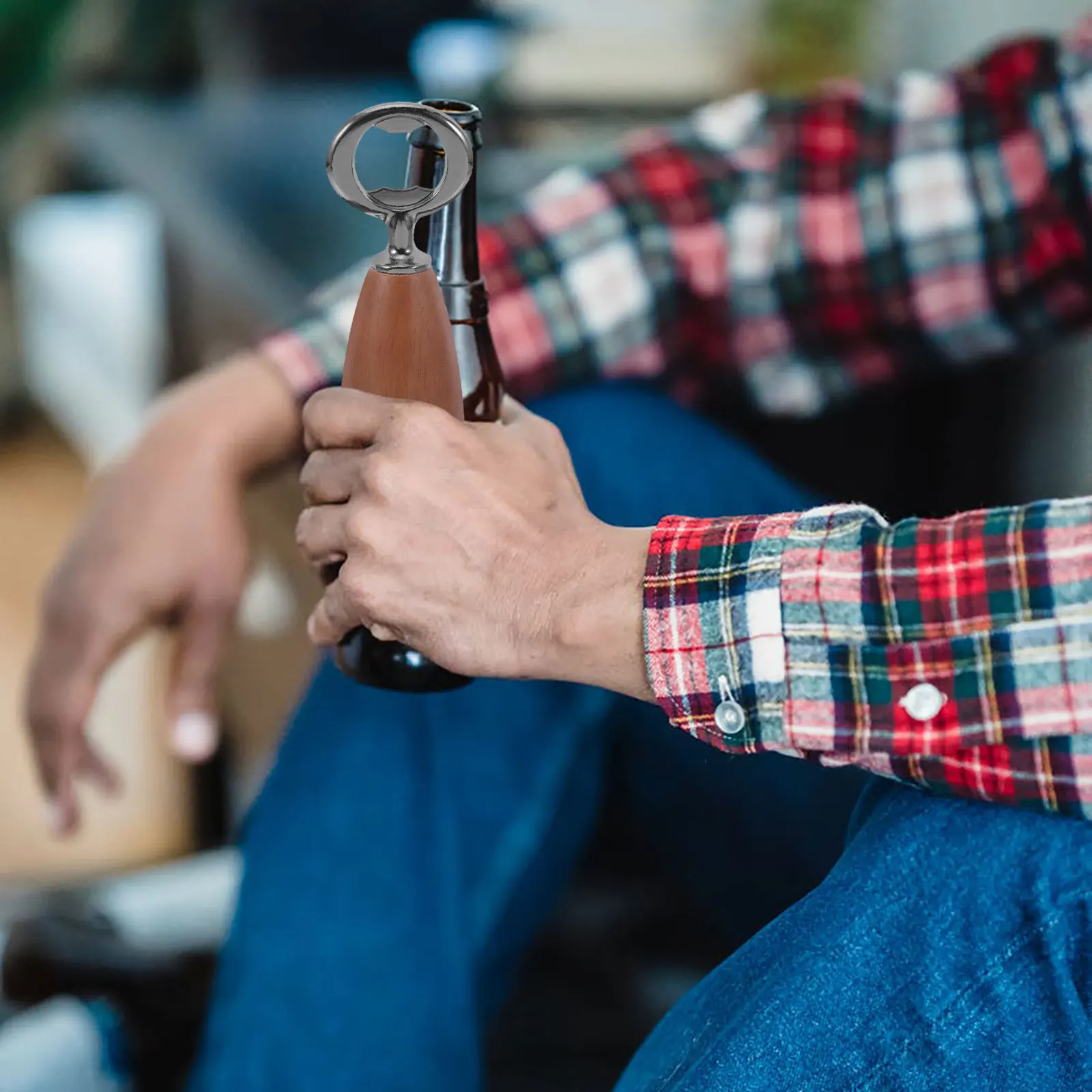 

Beer Bottle Opener Solid Wood Handle Comfortable Grip Metal Home Party Kitchen Manual Can Soda Bottle Cap Remover