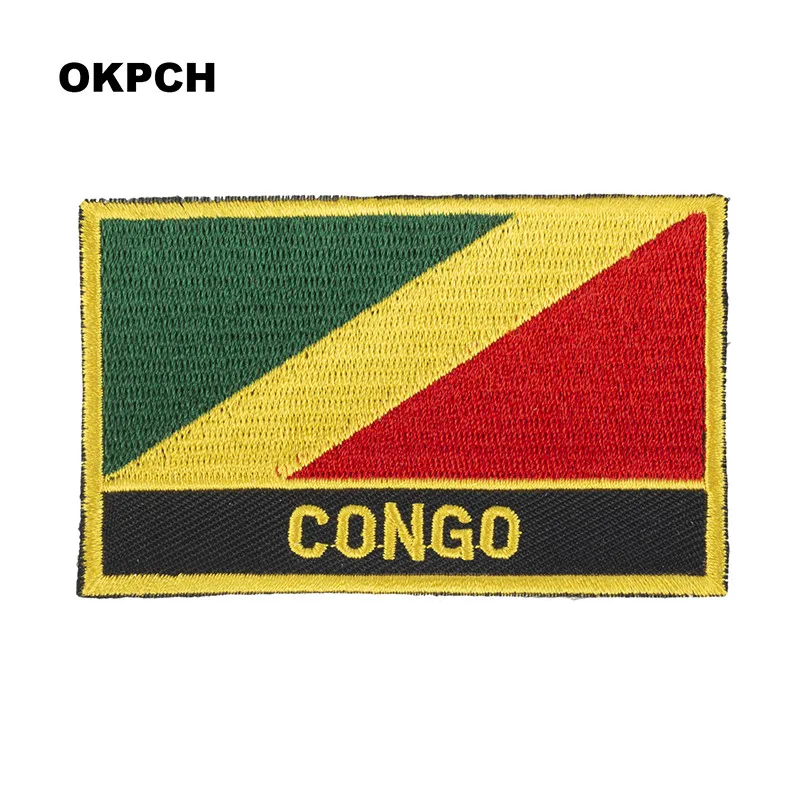 Congo Flag Embroidery Patches Iron on Saw on Transfer patches Sewing Applications for Clothes in Home&Garden