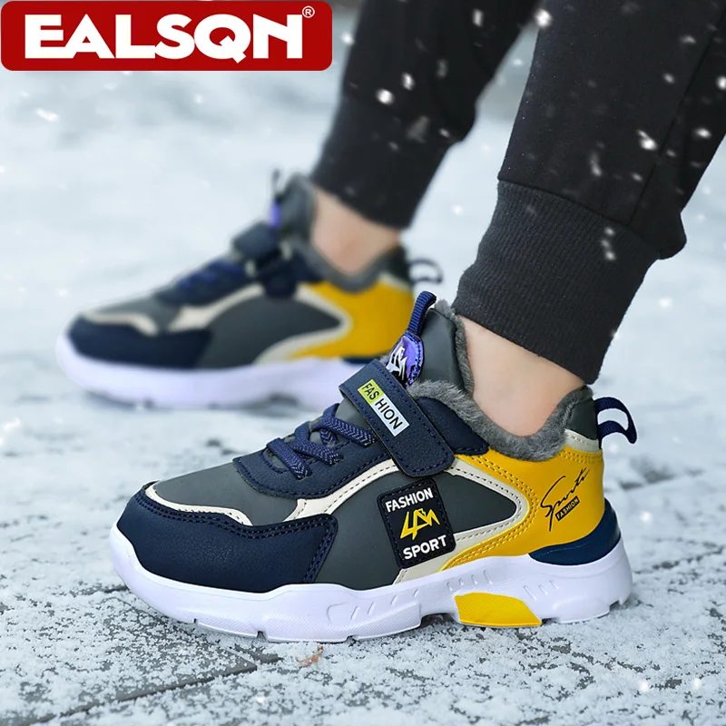 Scarpe casual invernali per bambini Scarpe da ginnastica in cotone caldo per bambini Ragazzi Scarpe da passeggio per la scuola di moda Fodera in peluche