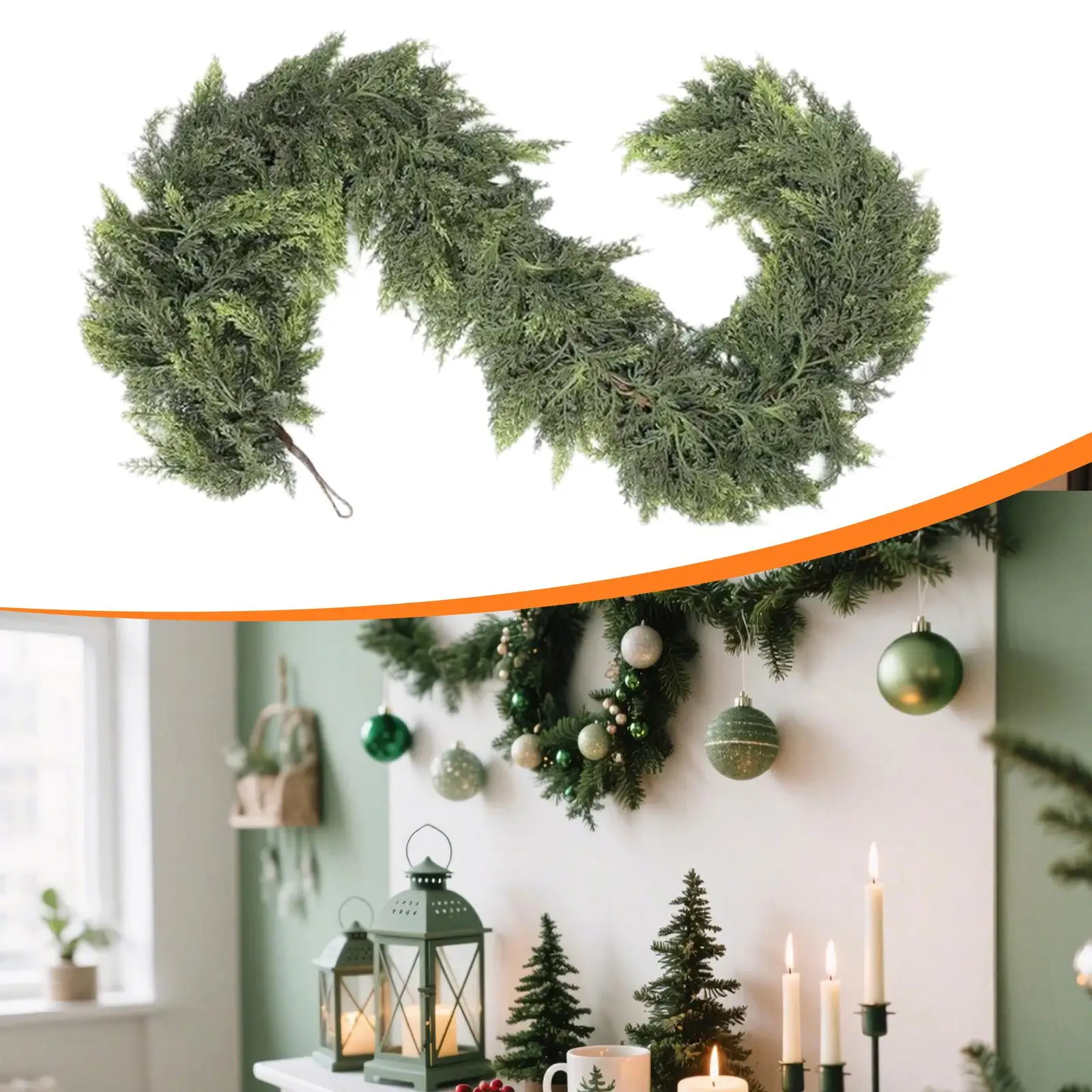 Guirlanda de natal decoração de natal ornamento verde planta artificial para lareira jardim mesa corredor peça central festa casa
