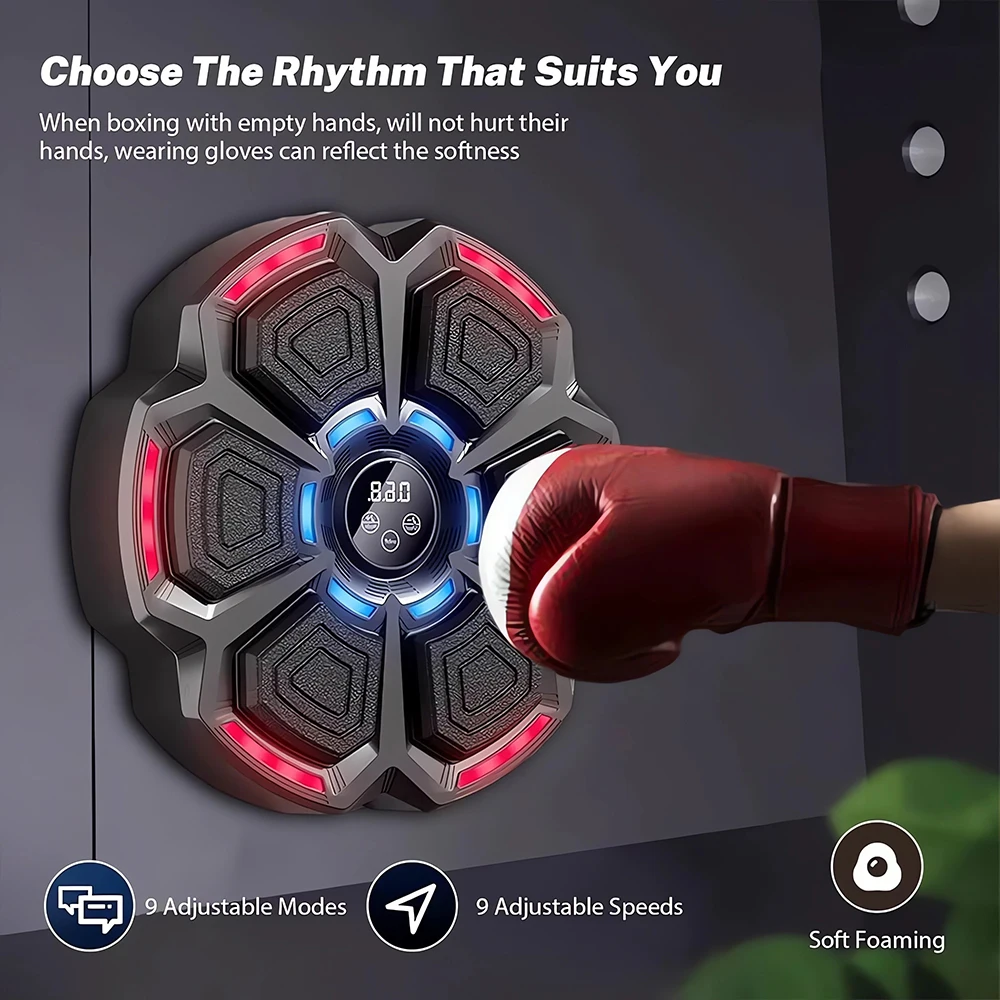 Music Boxing Machine Smart Bluetooth-Compatible Boxing Pads Workout Wall Target Punching Training Equipment for Home Exercise