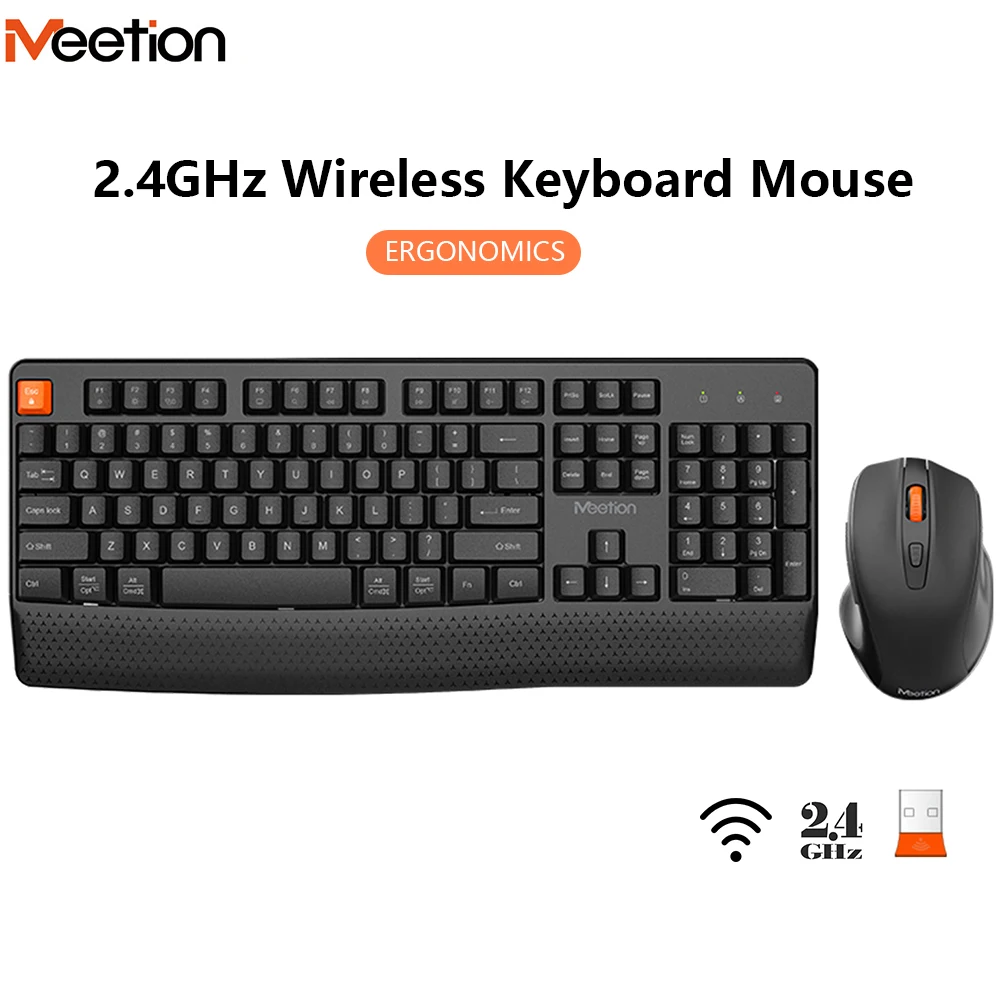 

Wireless Keyboard Mouse Set Ergonomic Low Noise 2.4G Keyboard Mouse Combo 1600DPI Adjustable Mouse for Home Office for PC Laptop