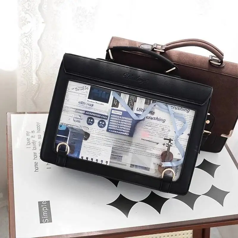 Japanese Vintage Ita Bags Transparent Y2k Aesthetic Handbags Jk Girls Preppy Schoolbags Women Students Chic All Match Backpacks