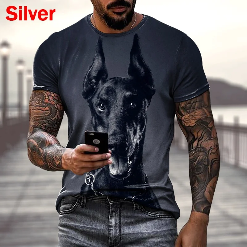 Doberman Picture Printed Cool Casual Short Sleeve T Shirt