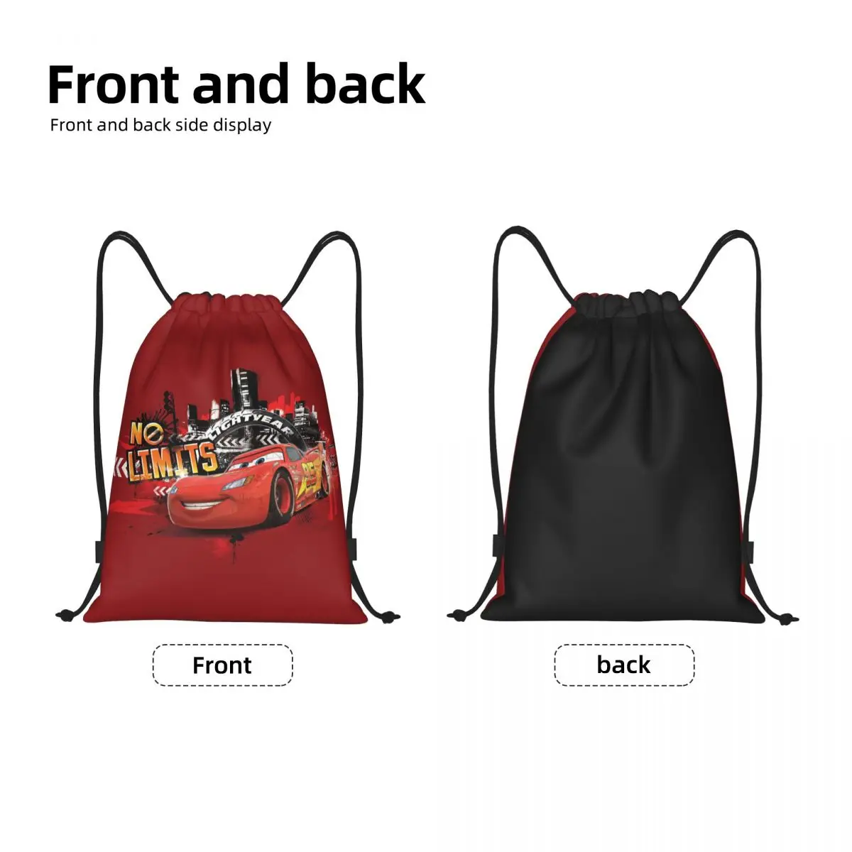 กระเป๋าเป้สะพายหลังแบบผูกเชือกลาย Mcqueen tas GYM สปอร์ตสำหรับผู้หญิงผู้ชายรถยนต์