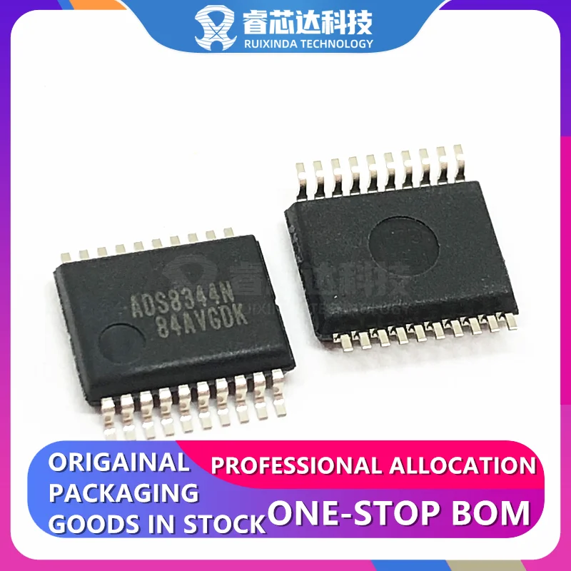 ADS8344N SSOP20 16 Bit Analog to Digital Converter 4, 8 Input 1 SAR ADS8344N/1K 20-SSOP original genuine New Original In Stock