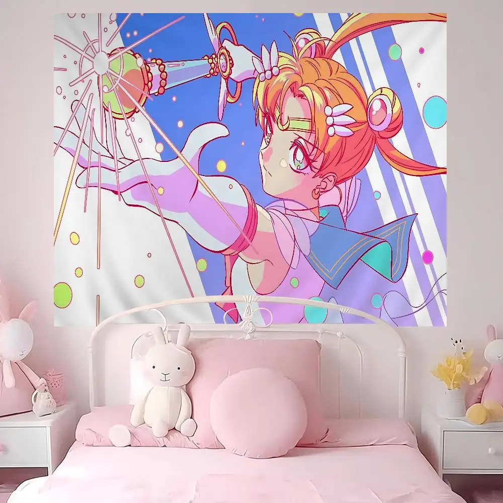 S-Sailores Cute Girl Moon Cartoon Tapestry Art Science Fiction Room Home Decor Art Home Decor