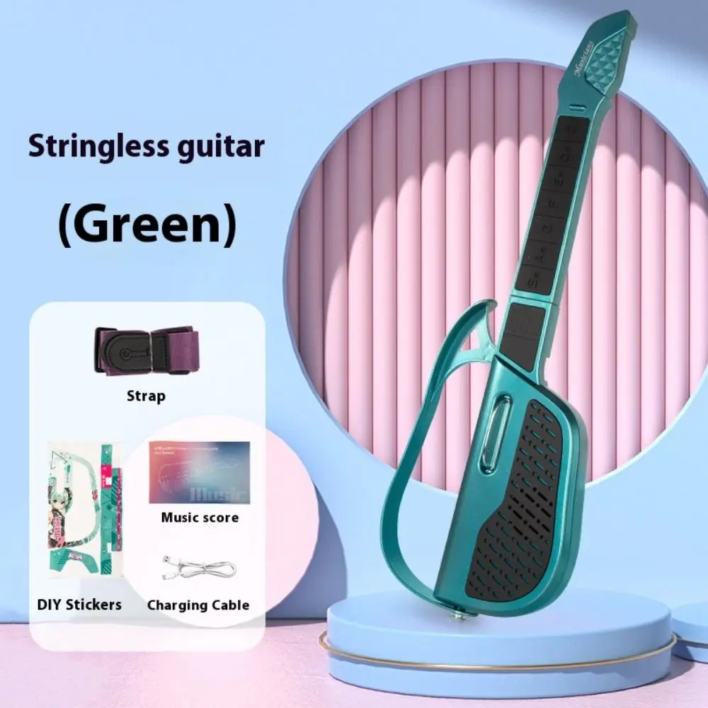 Hot with Auto Chord Foldable Electric Stringless Guitar Portable Simple Beginner no-string Guitar Musical Instrument Gift