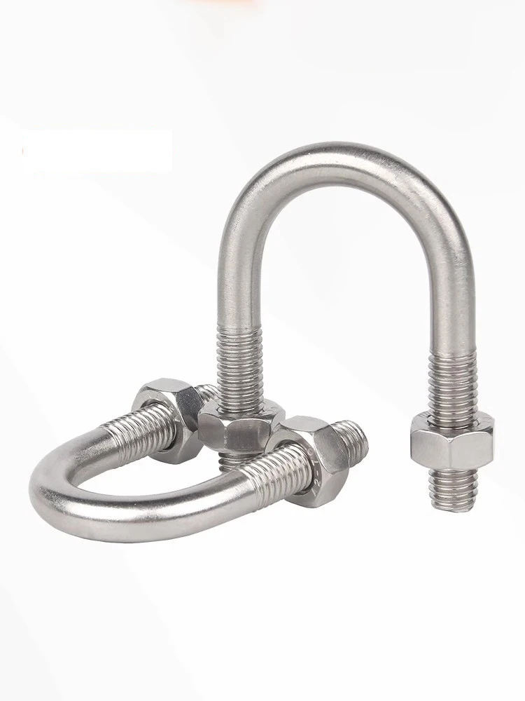 M6 M8 304 A2 Stainless Steel U-Bolts U-shaped Screw U-shaped Buckle Bolt U-shaped Pipe Clamp Nut Combination