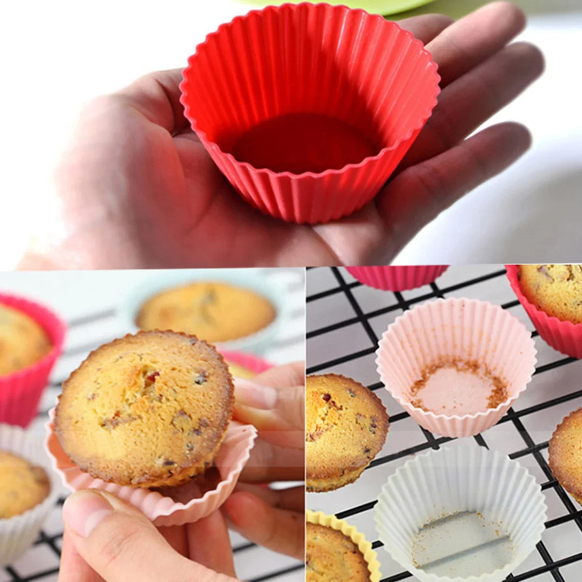 1pc Circular High-temperature Resistant Silicone Small Cake Cup Mold Pudding Jelly Cup Air Fryer Baking Pastry Kitchen Mold