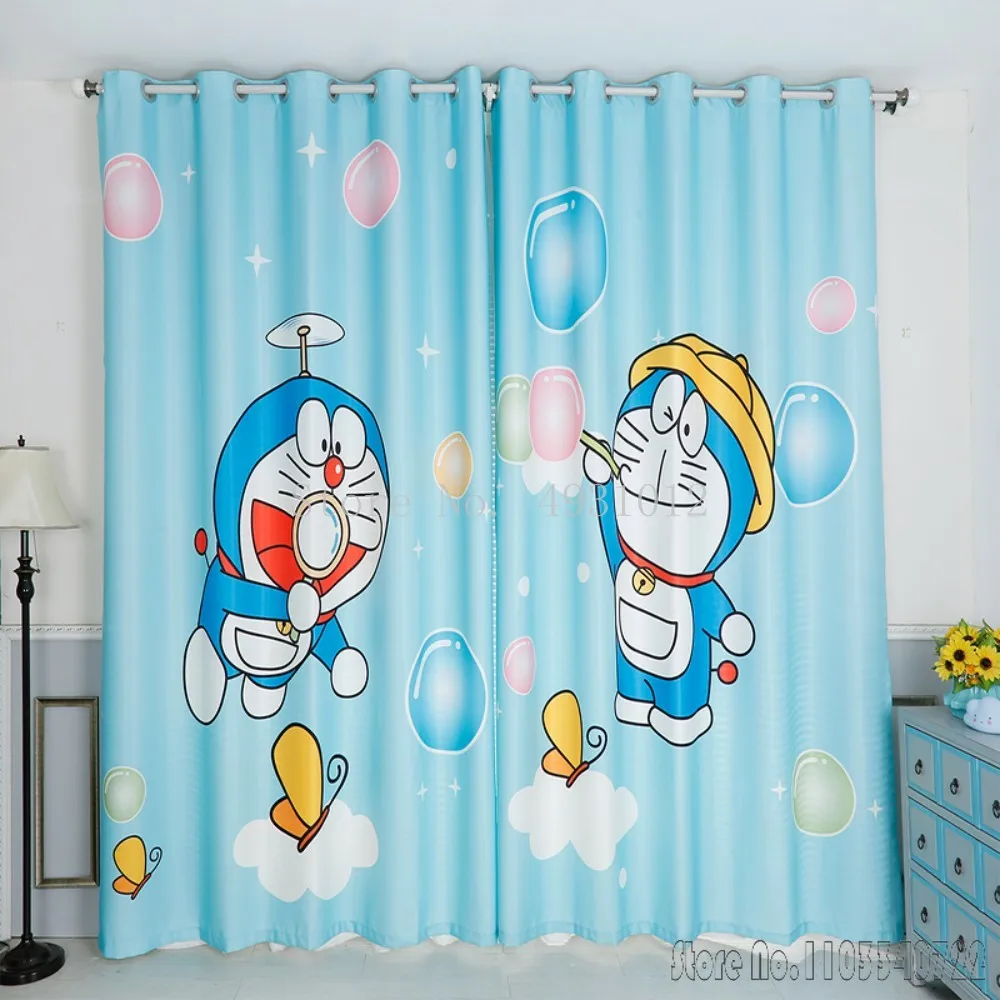 Anime Cute D-Doraemon Window Curtain 3D Print Blackout Curtains Living Room Bedroom Balcony Decor Cartoon Kids Gift