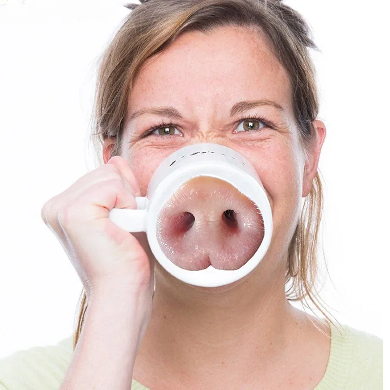 Creative Nose Piggy Mug Funny Pig Nose Cup Creative Spoof Nose Ceramic Coffee Cup To Give Boyfriend Birthday Gift Tea Coffee Cup