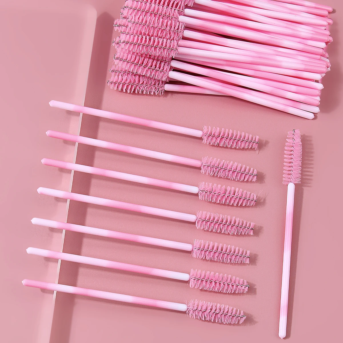 50PCS Disposable Mascara Wands, Pink Spiral Eyelash Brushes with Soft Durable Hair, Bendable Wands for Lash Extension & Eyebrow view 3