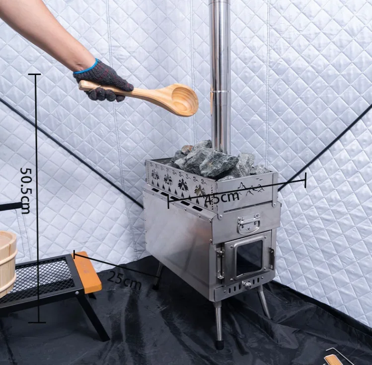 Outdoor Camping Portable Stainless Steel Sauna Heater & Indoor Wood Stove Multi-Use Camping Grills
