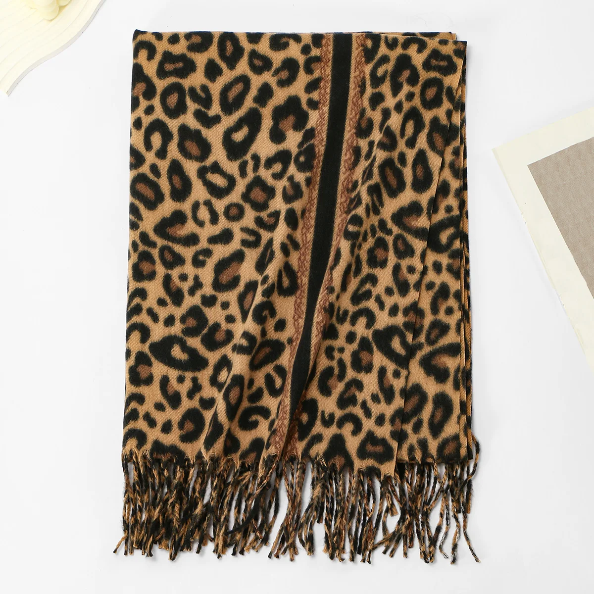 Neuer Leoparden-Kaschmirschal für Damen, Winter, hält warm, modischer kariertes, langer Schal, Damen-Wickel, dicker Pashmina, für den Außenbereich – Detail 16